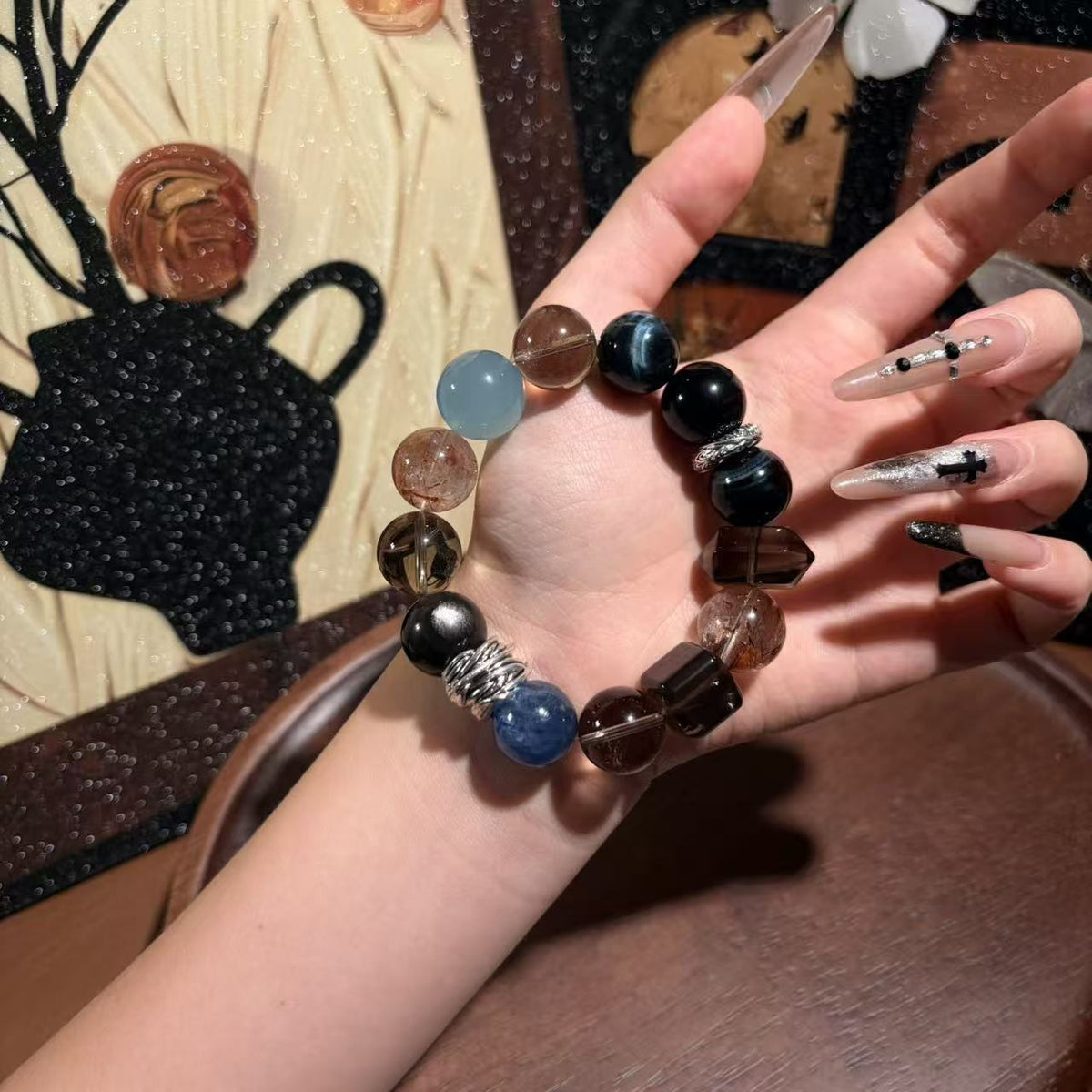 Smoky Quartz & Aquamarine Bracelet