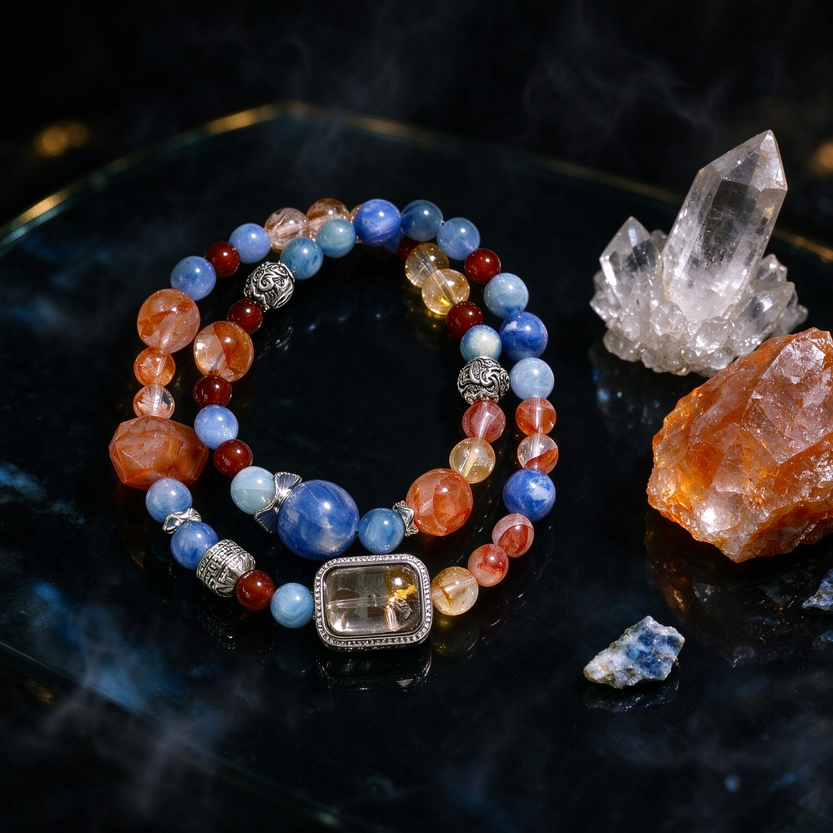 Multi-Stone Double Wrap Bracelet