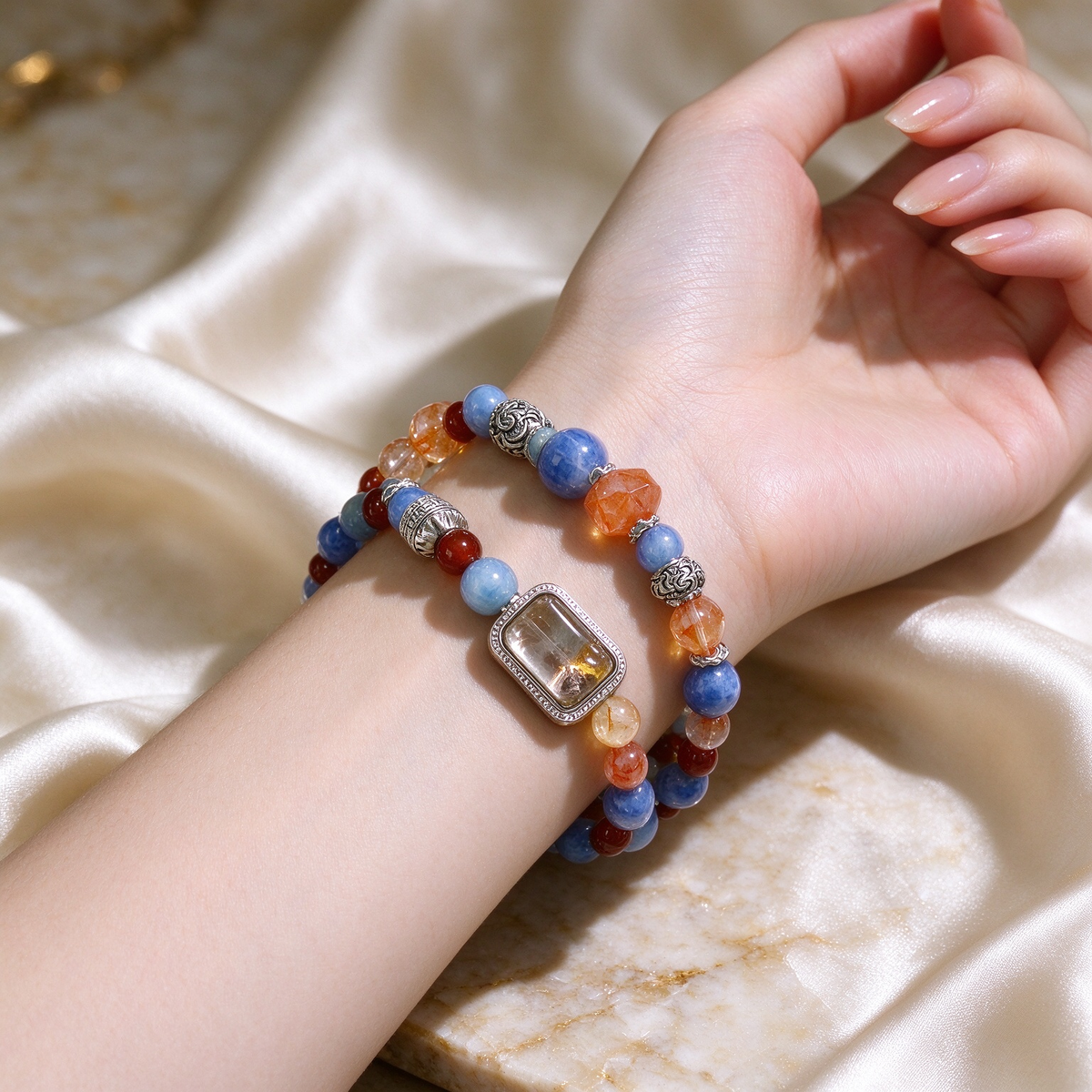 Multi-Stone Double Wrap Bracelet