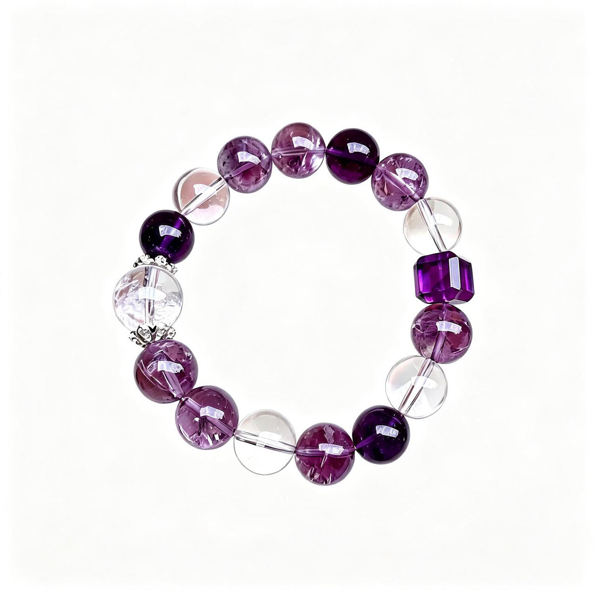 Natural Amethyst & Clear Quartz Bracelet | Handmade Crystal Jewelry for Women