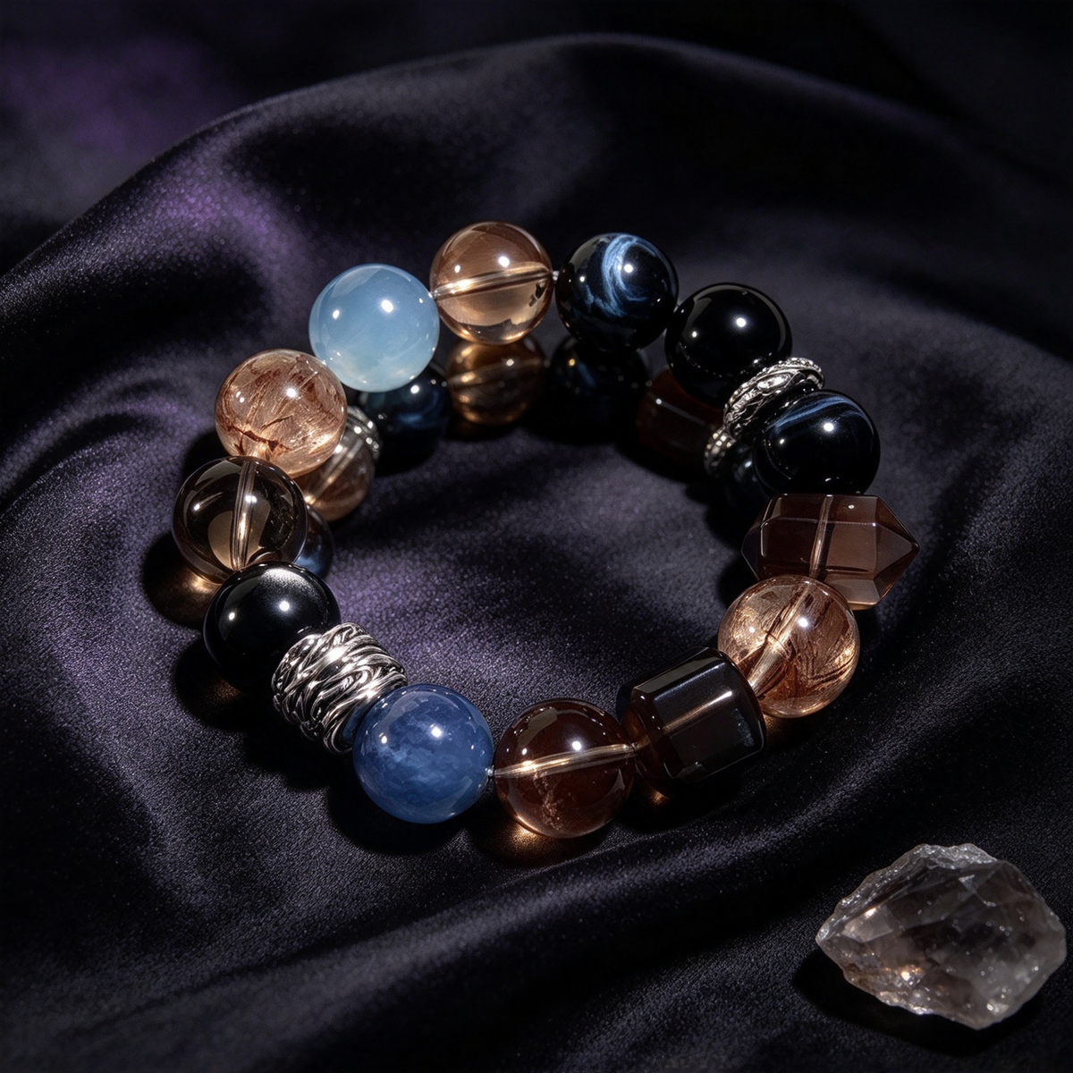 Smoky Quartz & Aquamarine Bracelet