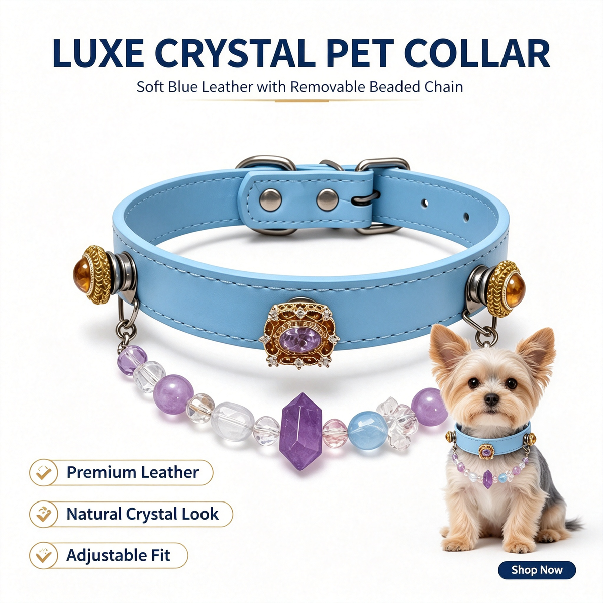 Handcrafted Crystal Pet Collar for Cats & Dogs