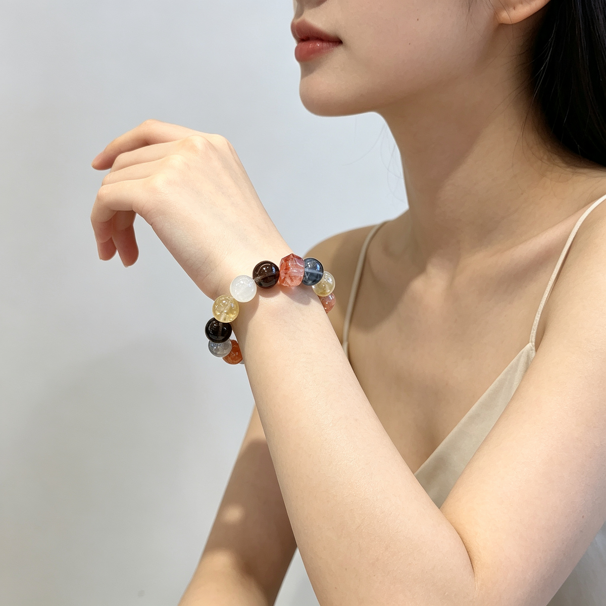 Boho Multi-Color Crystal Stretch Bracelet | Unique Natural Stone Gift for Her