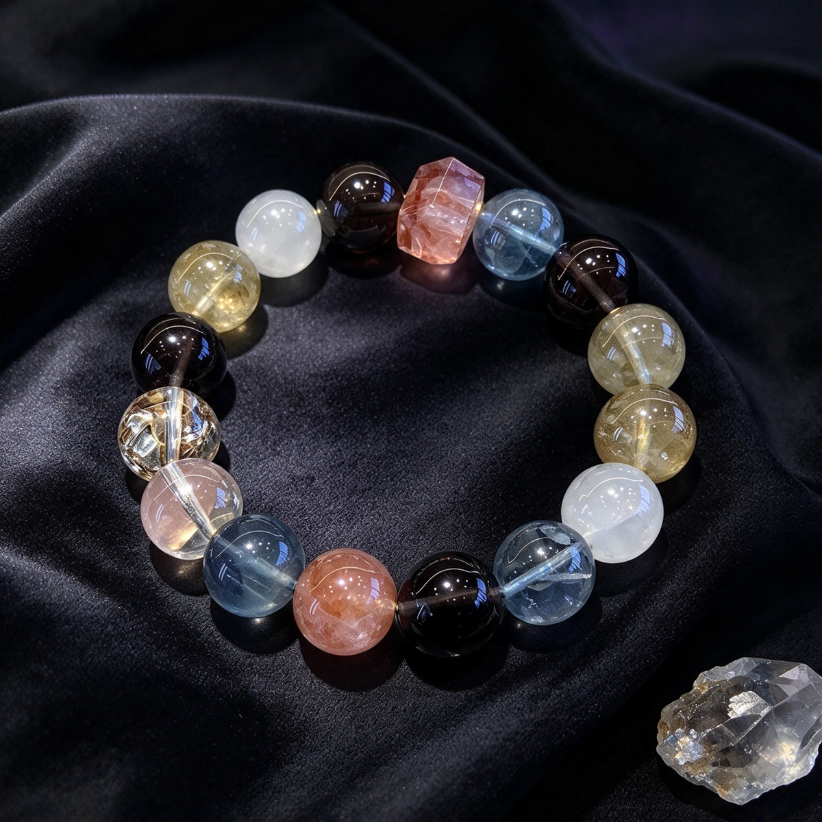 Boho Multi-Color Crystal Stretch Bracelet | Unique Natural Stone Gift for Her