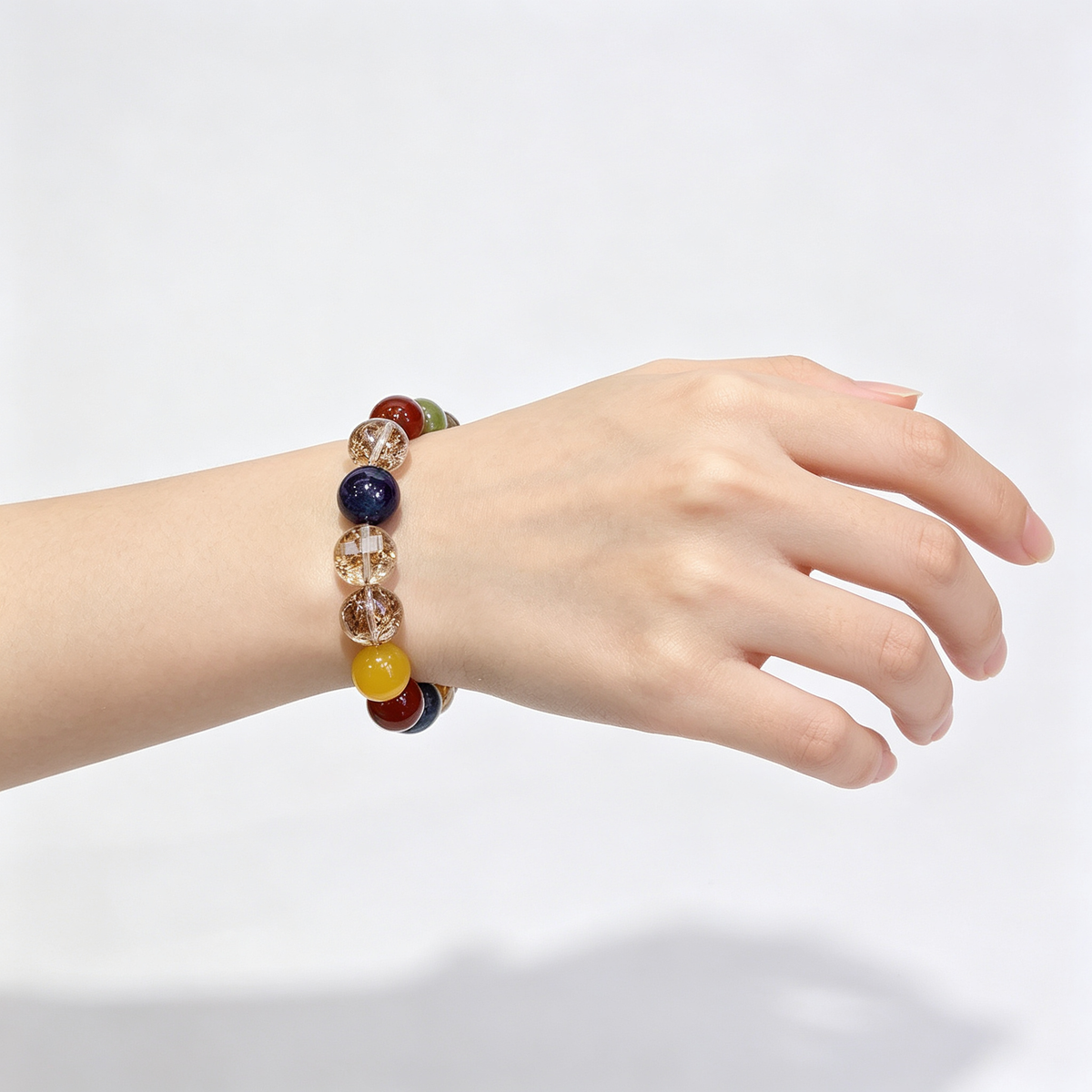 Gold Foil Cracked Crystal Multi-Gem Bracelet | Handmade Natural Stone Beaded Jewelry