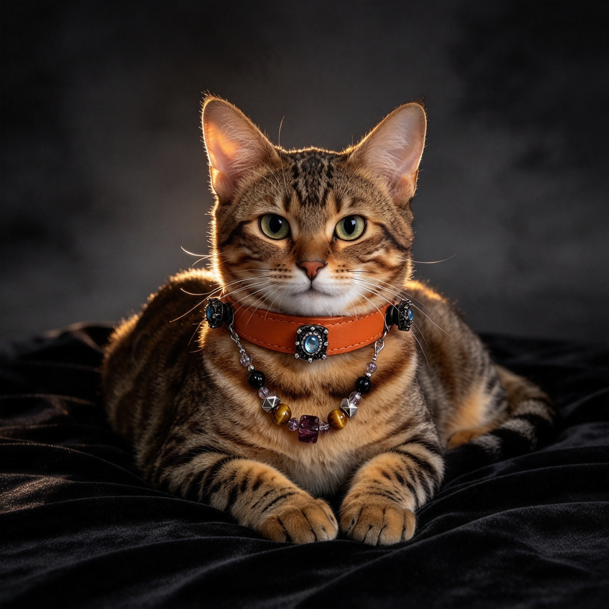 Orange crystal pet collar